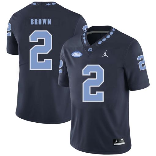 Men's North Carolina Tar Heels #2 Jordon Brown NCAA Football Jersey Black