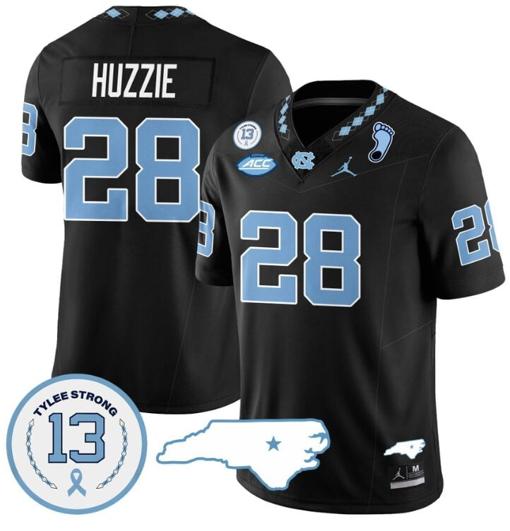 Men's Alijah Huzzie Jersey #28 North Carolina Tar Heels Vapor College Football Stitched Black