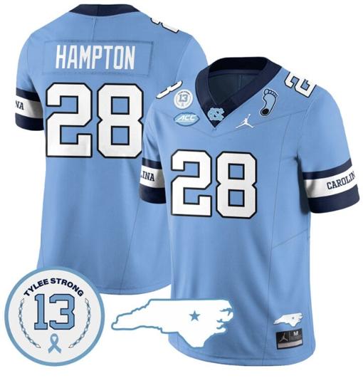 Men's Omarion Hampton Jersey #28 North Carolina Tar Heels Vapor College Football Stitched Alternate Blue