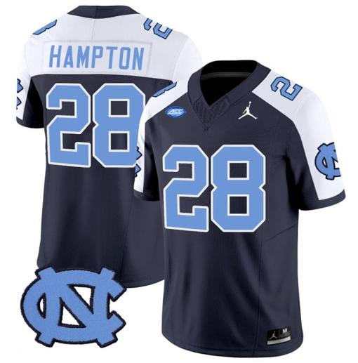 Men's Omarion Hampton Jersey #28 North Carolina Tar Heels Vapor Limited College Football Navy Alternate