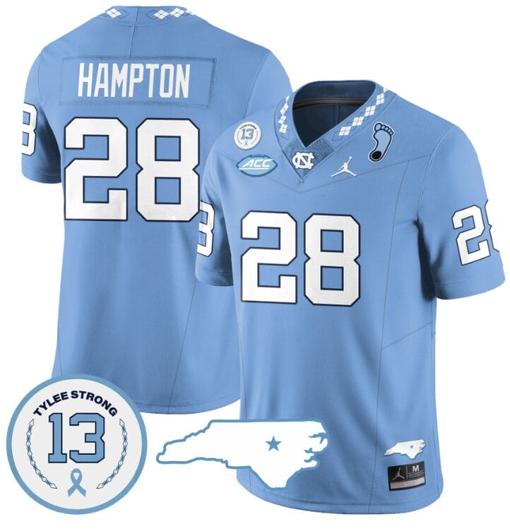 Men's Omarion Hampton Jersey #28 North Carolina Tar Heels Vapor College Football Stitched Blue