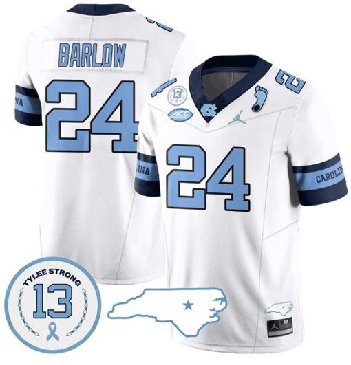 Men's Darwin Barlow Jersey #24 North Carolina Tar Heels Vapor College Football Stitched Alternate White