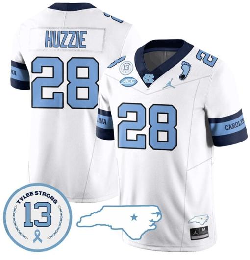 Men's Alijah Huzzie Jersey #28 North Carolina Tar Heels Vapor College Football Stitched Alternate White