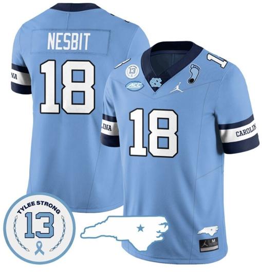 Men's Bryson Nesbit Jersey #18 North Carolina Tar Heels Vapor College Football Stitched Alternate Blue