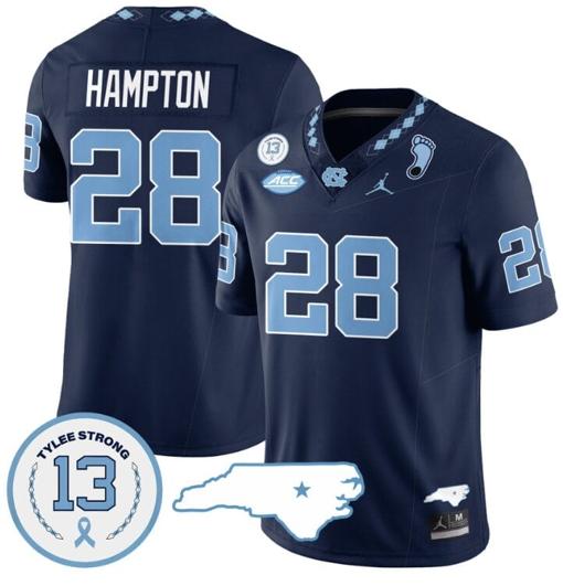 Men's Omarion Hampton Jersey #28 North Carolina Tar Heels Vapor College Football Stitched Navy