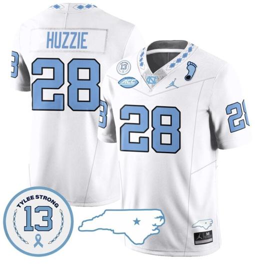 Men's Alijah Huzzie Jersey #28 North Carolina Tar Heels Vapor College Football Stitched White