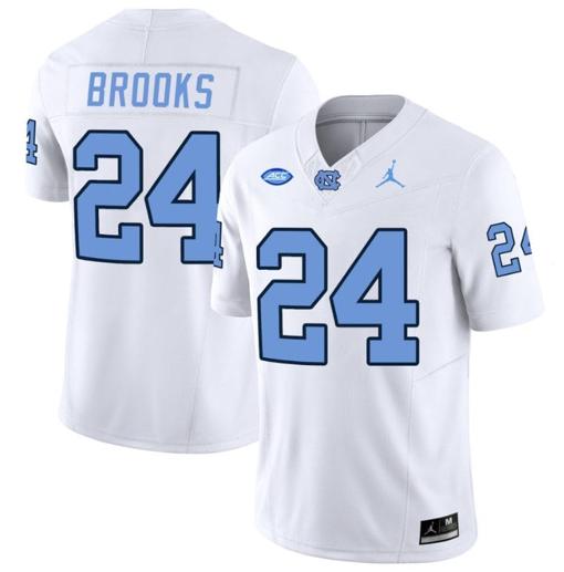 Men's British Brooks Jersey #24 North Carolina Tar Heels Vapor Limited College Football White