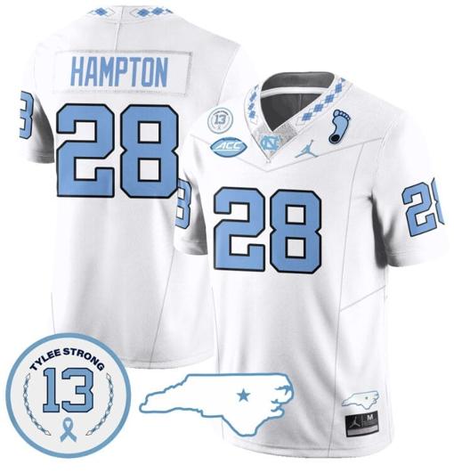 Men's Omarion Hampton Jersey #28 North Carolina Tar Heels Vapor College Football Stitched White