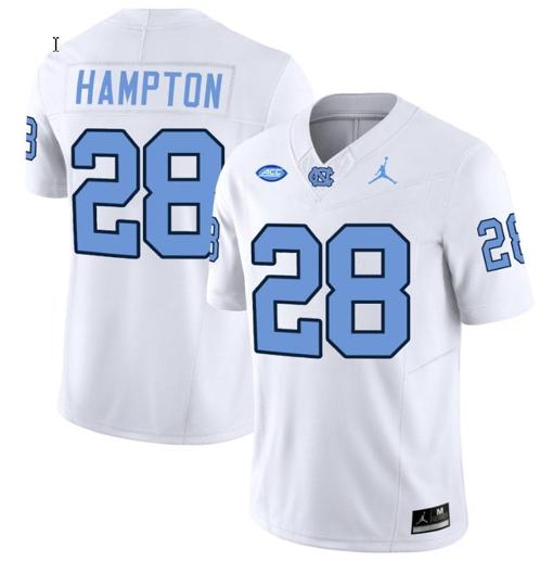 Men's Omarion Hampton Jersey #28 North Carolina Tar Heels Vapor Limited College Football White