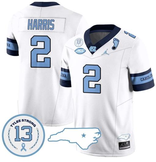 Men's Jakeen Harris Jersey #2 North Carolina Tar Heels Vapor College Football Stitched Alternate White