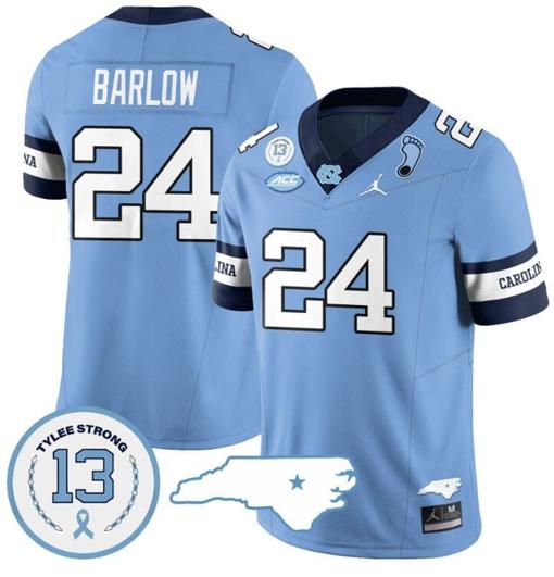 Men's Darwin Barlow Jersey #24 North Carolina Tar Heels Vapor College Football Stitched Alternate Blue