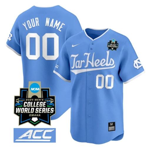 Men's Custom North Carolina Tar Heels Jersey 2024 College World Series Vapor Premier Limited V2 NCAA Baseball Stitched Blue