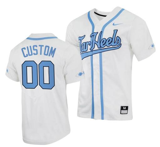 Men's Custom North Carolina Jersey Tar Heels Name and Number NCAA Baseball College White