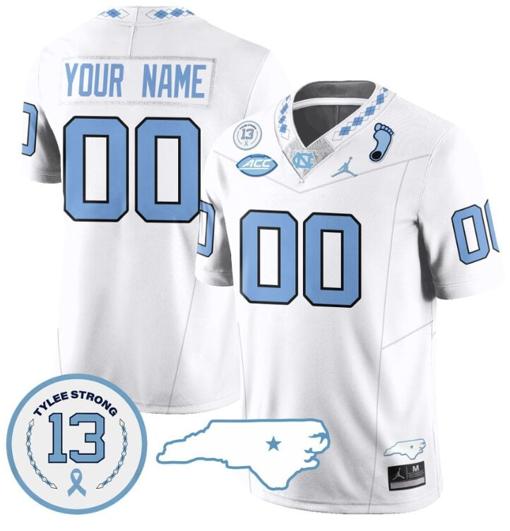 Men's Custom North Carolina Tar Heels Jersey Name and Number Vapor College Football Stitched White