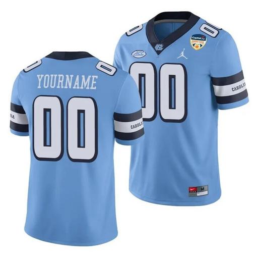 Men's Personalized North Carolina Tar Heel Jersey 2021 Orange Bowl Carolina Blue Game College Football Jersey