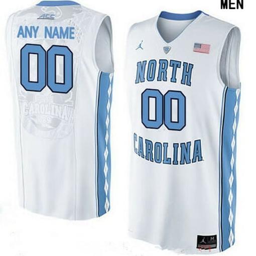 Men's Custom North Carolina Tar Heels Jersey College Basketball Name and Number White