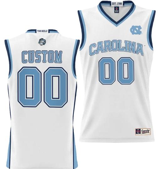 Men's Custom UNC Tar Heels Jersey Name and Number College NIL Basketball Lightweight White