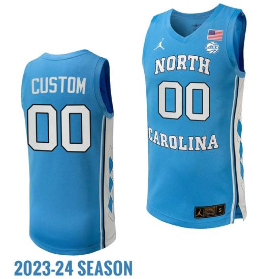 Men's Custom North Carolina Tar Heels Jersey Name and Number Replica College Basketball 2023-24 Blue