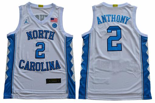 Men's North Carolina Tar Heels #2 Anthony NCAA Basketball Jersey White