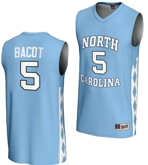 Men's Armando Bacot Jersey #5 UNC Tar Heels Basketball Lightweight Blue