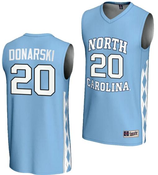 Men's Lexi Donarski Jersey #20 UNC Tar Heels Basketball Lightweight Blue