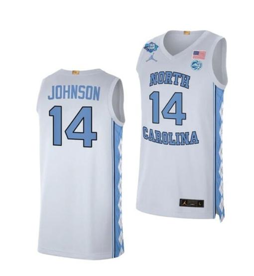 Men's Men's #14 Puff Johnson Jersey North Carolina Tar Heels College Basketball Jerseys White