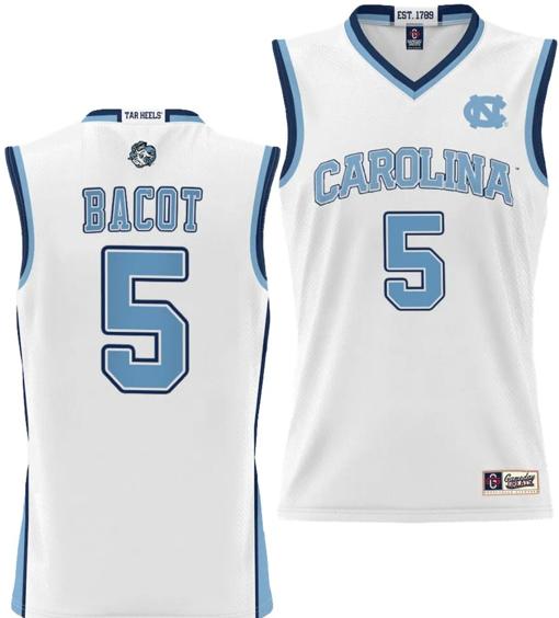 Men's Armando Bacot Jersey #5 UNC Tar Heels College NIL Basketball Lightweight White