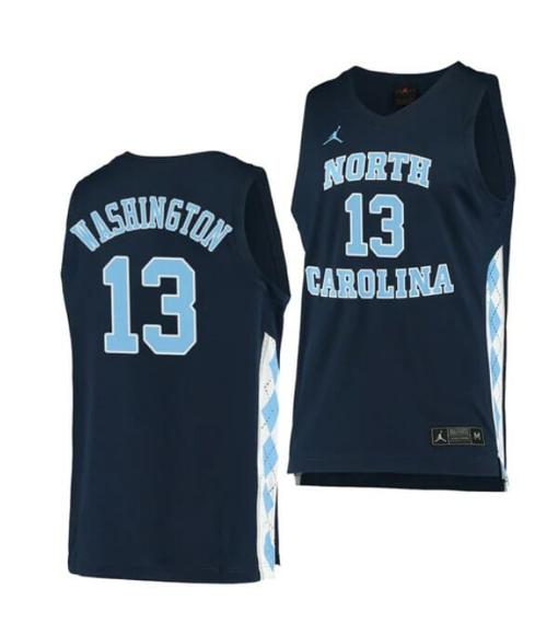 Men's Men's #13 Jalen Washington Jersey North Carolina Tar Heels College Basketball Jerseys Navy