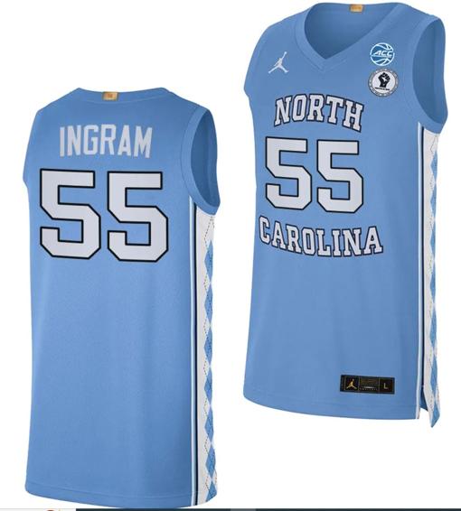 Men's Harrison Ingram Jersey #55 North Carolina Tar Heels College Basketball Blue