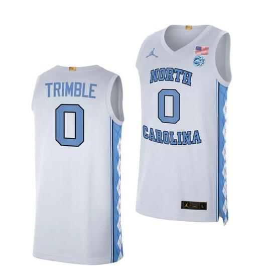 Men's Men's #0 Seth Trimble Jersey North Carolina Tar Heels College Basketball Jerseys White