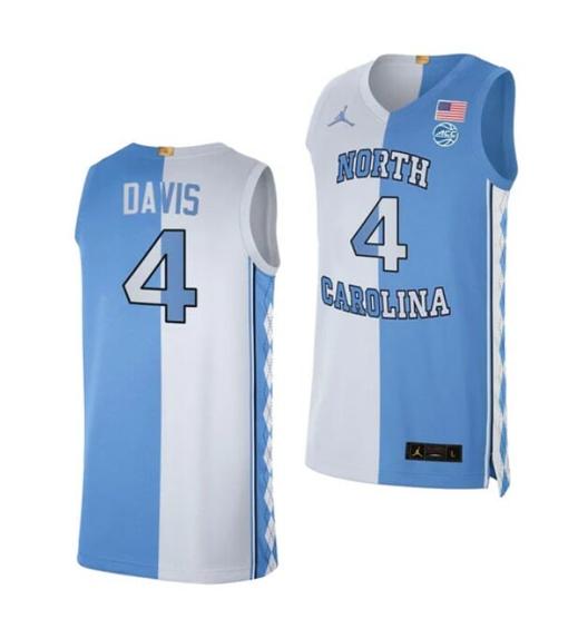 Men's Men's #4 R.J. Davis Jersey North Carolina Tar Heels College Basketball Jerseys Blue White