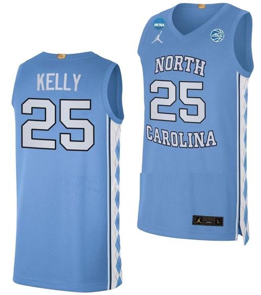 Men's Deja Kelly Jersey #25 North Carolina Tar Heels College Basketball Blue 2023 NCAA March Madness