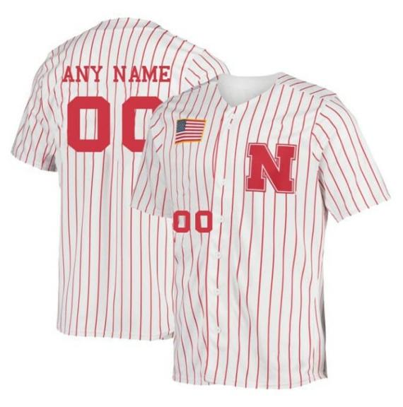 Men's Custom Nebraska Huskers Baseball Jersey Name and Number NCAA College White