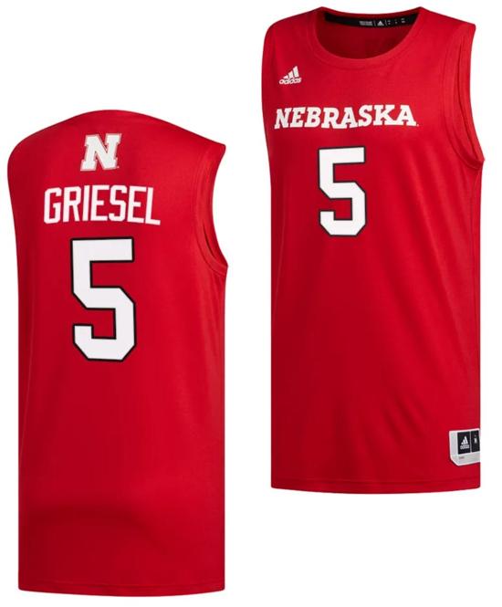 Men's Sam Griesel Jersey #5 Nebraska Cornhuskers Basketball Swingman 2023-24 Red