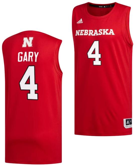 Men's Juwan Gary Jersey #4 Nebraska Cornhuskers Basketball Swingman 2023-24 Red