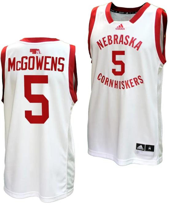 Men's Bryce McGowens Jersey #5 Nebraska Cornhuskers Basketball Home Uniform 2023-24 White