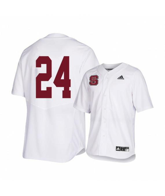 Men's NC State Wolfpack 24 Luca Tresh White College Baseball Jersey