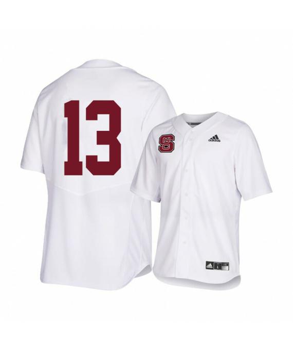 Men's NC State Wolfpack 13 Tyler McDonough White College Baseball Jersey