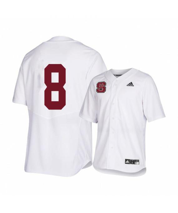 Men's NC State Wolfpack 8 Jose Torres White College Baseball Jersey