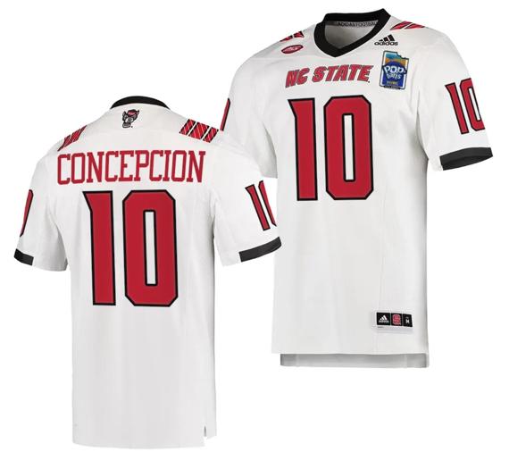 Men's Kevin Concepcion Jersey #10 NC State Wolfpack 2023 Pop-Tarts Bowl Football White