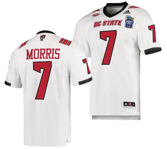 Men's MJ Morris Jersey #7 NC State Wolfpack 2023 Pop-Tarts Bowl Football White