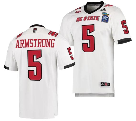 Men's Brennan Armstrong Jersey #5 NC State Wolfpack 2023 Pop-Tarts Bowl Football White