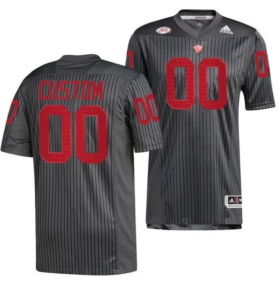 Men's Customized NC State Wolfpack Jersey Grey Red Reverse Retro