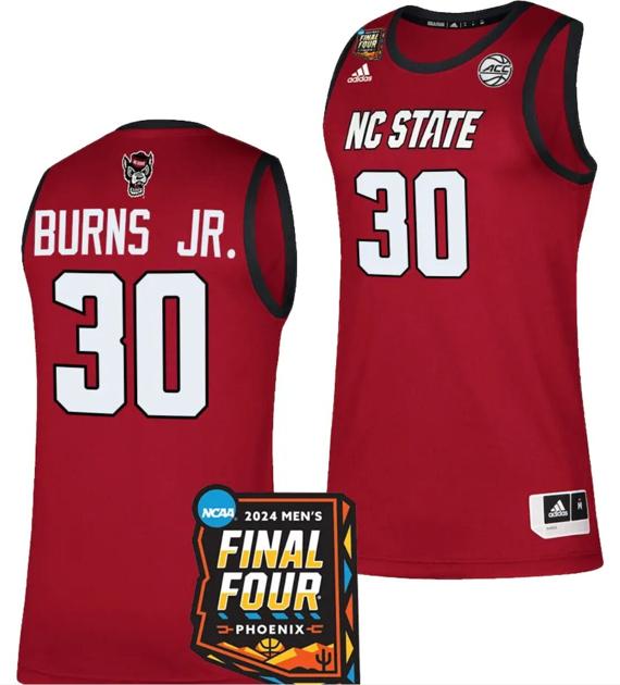 Men's DJ Burns Jr Jersey #30 NC State Wolfpack 2024 NCAA March Madness Final Four Basketball Red