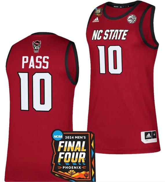 Men's Breon Pass Jersey #10 NC State Wolfpack 2024 NCAA March Madness Final Four Basketball Red