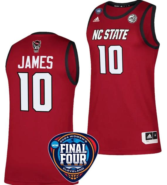 Men's Aziaha James Jersey #10 NC State Wolfpack Basketball 2024 NCAA March Madness Final Four Red