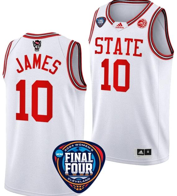 Men's Aziaha James Jersey #10 NC State Wolfpack Basketball 2024 NCAA March Madness Final Four White