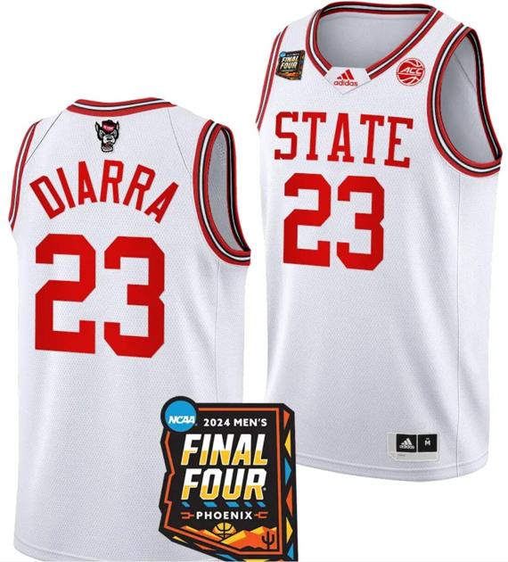 Men's Mohamed Diarra Jersey #23 NC State Wolfpack 2024 NCAA March Madness Final Four Basketball White