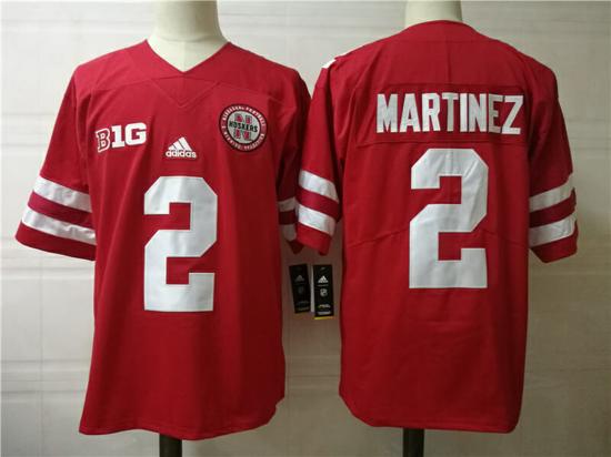 Men's Nebraska Cornhuskers #2 Adrian Martinez Football Jersey Red