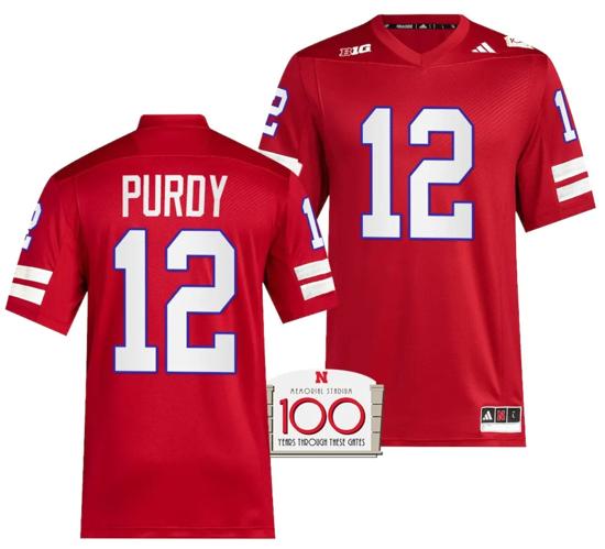 Men's Nebraska Cornhuskers Chubba Purdy Jersey 100th Anniversary Red 2023 Alternate Football #12